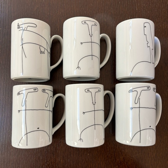 6 Vista Alegre Porcelain Mugs “Wacky” Modern Abstract RARE - Picture 2 of 8